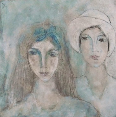 Malerei mit dem Titel "Des filles du bord…" von Denise Louin-Lecoeur, Original-Kunstwerk, Acryl