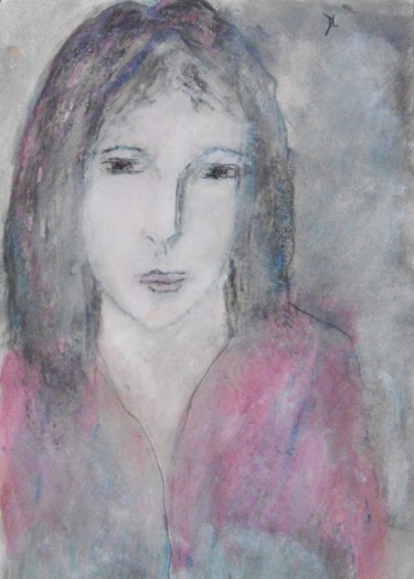 Pittura intitolato "La meuf de janvier…" da Denise Louin-Lecoeur, Opera d'arte originale, Acrilico