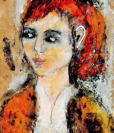 Картина под названием "Portrait d'automne;" - Denise Louin-Lecoeur, Подлинное произведение искусства, Акрил