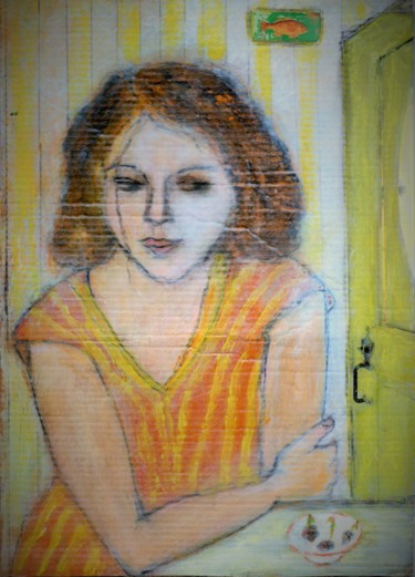 Peinture intitulée "La robe rayée" par Denise Louin-Lecoeur, Œuvre d'art originale, Acrylique