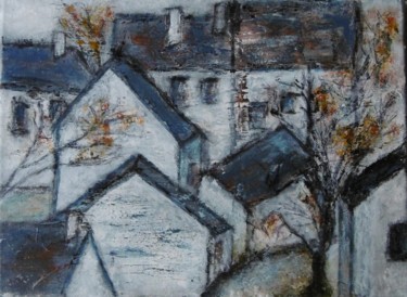 Painting titled "l'arbre au hameau" by Denise Louin-Lecoeur, Original Artwork, Acrylic