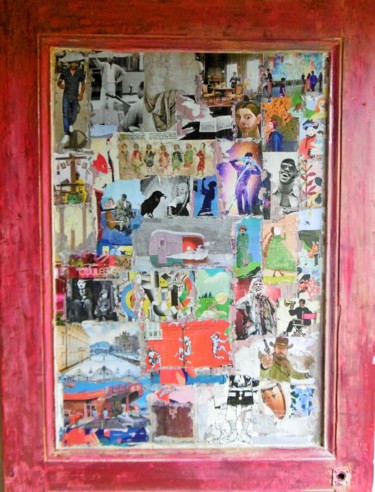 Collages titled "La vieille porte" by Denise Louin-Lecoeur, Original Artwork, Collages