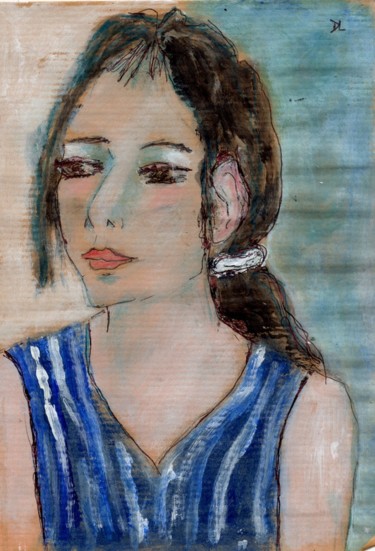 Peinture intitulée "Lara, un jour." par Denise Louin-Lecoeur, Œuvre d'art originale, Acrylique