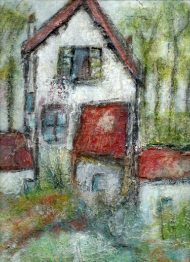 Au détour du chemin. Peinture intitulée "Au détour du chemin." par Denise Louin-Lecoeur, Œuvre d'art originale, Acrylique