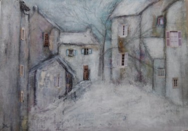 Painting titled "petite place enneig…" by Denise Louin-Lecoeur, Original Artwork, Acrylic