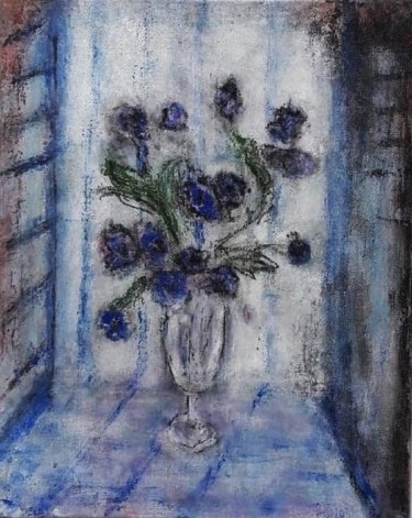 Peinture intitulée "Fleurs bleues." par Denise Louin-Lecoeur, Œuvre d'art originale, Acrylique