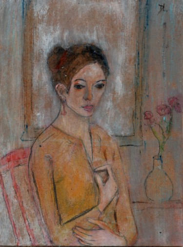 Painting titled "Rêverie" by Denise Louin-Lecoeur, Original Artwork, Pastel
