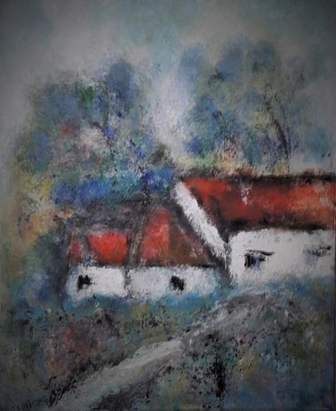 Malerei mit dem Titel "paysage" von Denise Louin-Lecoeur, Original-Kunstwerk, Acryl