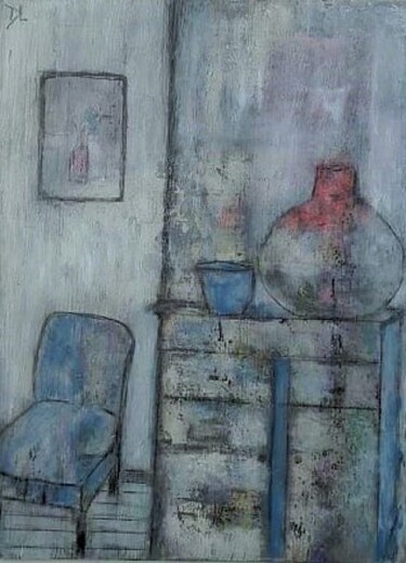 Painting titled "La commode" by Denise Louin-Lecoeur, Original Artwork, Acrylic