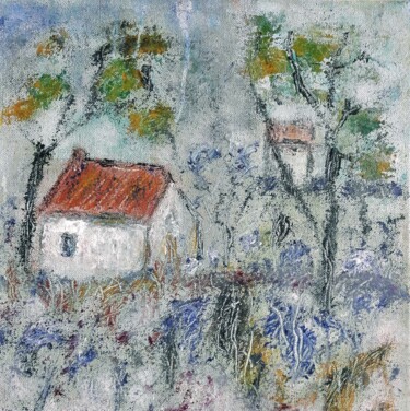 Schilderij getiteld "A la campagne" door Denise Louin-Lecoeur, Origineel Kunstwerk, Acryl