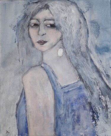 Peinture intitulée "La femme à la perle" par Denise Louin-Lecoeur, Œuvre d'art originale, Acrylique