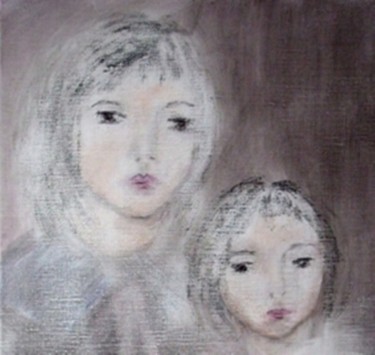 제목이 "Portrait fillettes…"인 미술작품 Denise Louin-Lecoeur로, 원작, 기름