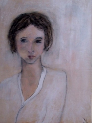 Peinture intitulée "Portrait Douceur de…" par Denise Louin-Lecoeur, Œuvre d'art originale, Huile