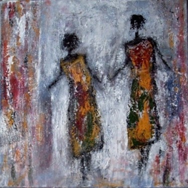 Painting titled "Mon afrique ." by Denise Louin-Lecoeur, Original Artwork, Acrylic