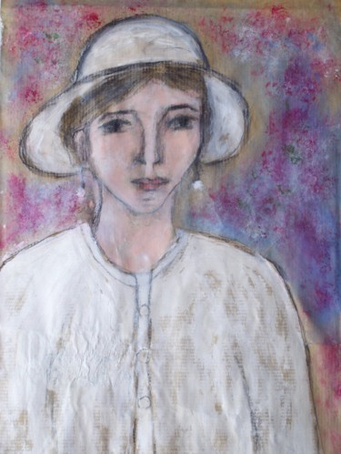 Painting titled "Blancheur au printe…" by Denise Louin-Lecoeur, Original Artwork, Acrylic