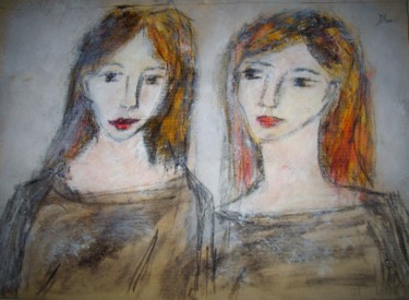 Painting titled "les filles" by Denise Louin-Lecoeur, Original Artwork, Acrylic