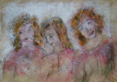 Painting titled "Soeurs fanées" by Denise Louin-Lecoeur, Original Artwork, Acrylic