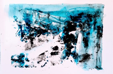 Printmaking titled "Abstraction bleue e…" by Denise Manceau, Original Artwork, Monotype