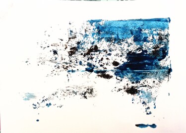 Gravures & estampes intitulée "Abstraction bleue e…" par Denise Manceau, Œuvre d'art originale, Monotype