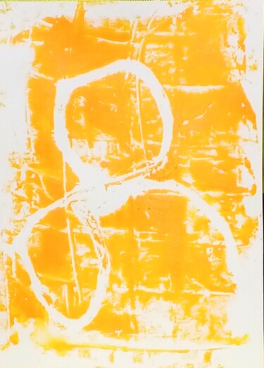 「Abstraction jaune 1」というタイトルの製版 Denise Manceauによって, オリジナルのアートワーク, モノタイプ
