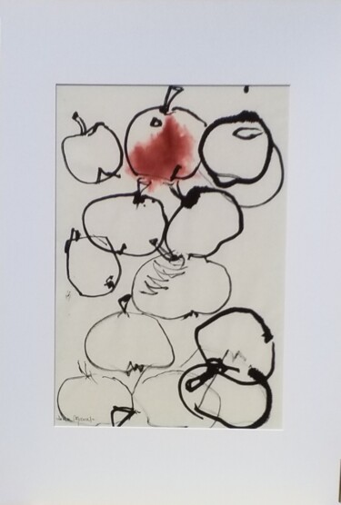 Dessin intitulée "Pom-pom-pommes" par Denise Manceau, Œuvre d'art originale, Encre