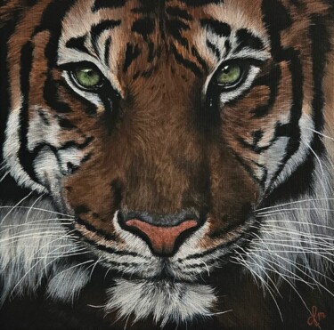 Malerei mit dem Titel "Eye of the Tiger" von Denise Martens Art, Original-Kunstwerk, Acryl