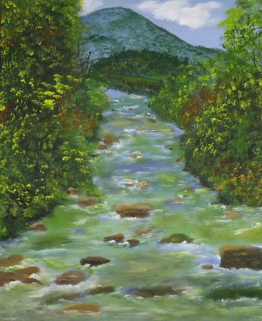 Painting titled "Meandering River ac…" by Denise Morgan, Original Artwork, Acrylic