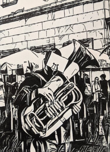 Drawing titled "BIG BRASS OUT ON TH…" by Denise Nys, Original Artwork, Ink