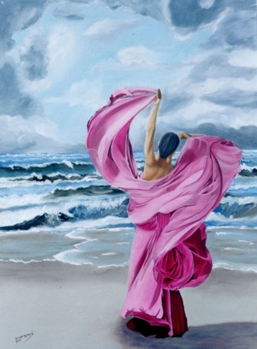 Painting titled "danse-avec-les-vagu…" by Denise Rouquie, Original Artwork