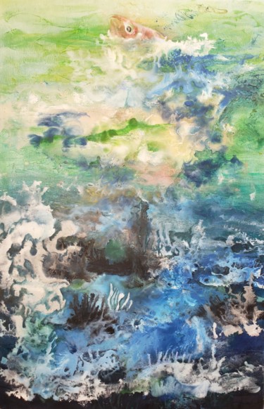 Pintura intitulada "Águas" por Denise Serralheiro, Obras de arte originais, encáustico