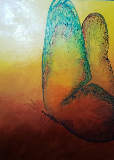 Painting titled "Borboleta" by Denise Serralheiro, Original Artwork, Encaustic