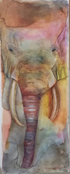 Pittura intitolato "Ganesh" da Denise Serralheiro, Opera d'arte originale, Encausti