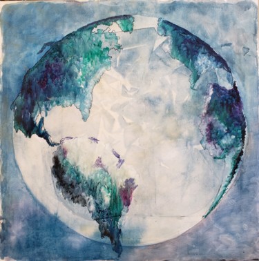 Painting titled "Planeta Terra I" by Denise Serralheiro, Original Artwork, Encaustic