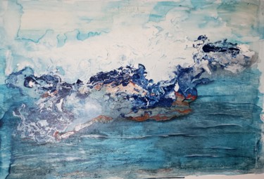 Painting titled "Mar" by Denise Serralheiro, Original Artwork, Oil