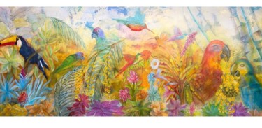 Pintura intitulada "Pássaros da Amazônia" por Denise Serralheiro, Obras de arte originais, Aquarela