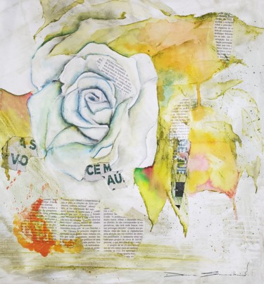 Painting titled "O feminino em notíc…" by Denise Serralheiro, Original Artwork, Watercolor