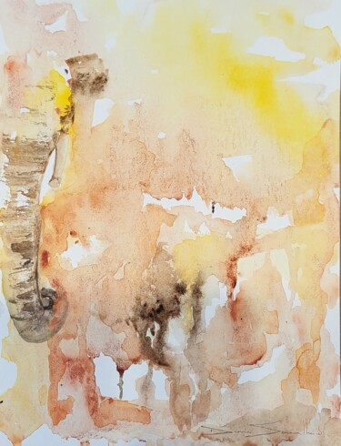 Картина под названием "ÁFRICA" - Denise Serralheiro, Подлинное произведение искусства, Акварель Установлен на Деревянная рам…