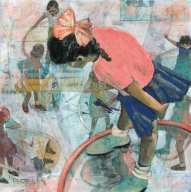 Painting titled "Educated Hoops Play…" by Denise Souza Finney, Original Artwork, Acrylic