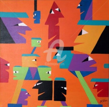 Peinture intitulée "Curieux 4" par Denise Hustache, Œuvre d'art originale, Acrylique