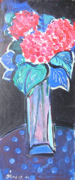 Painting titled "hortensias 4" by Denise Jouve, Original Artwork, Acrylic