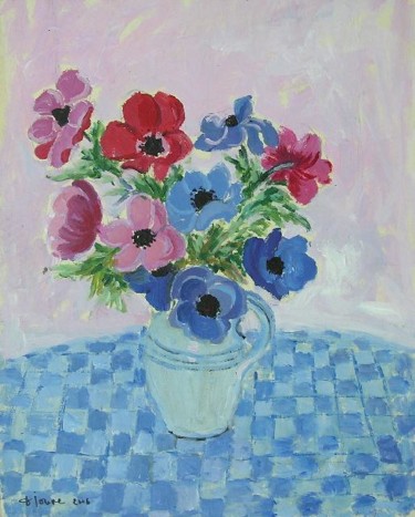 Painting titled "anemones" by Denise Jouve, Original Artwork, Acrylic