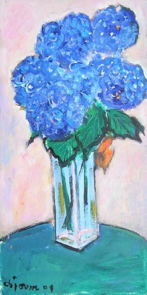 Painting titled "HORTENSIAS 2" by Denise Jouve, Original Artwork, Acrylic