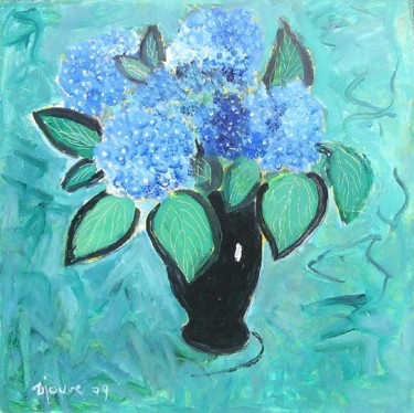 Painting titled "HORTENSIAS 5" by Denise Jouve, Original Artwork, Acrylic