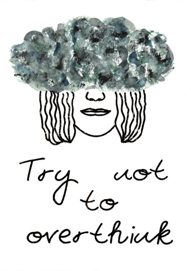 Lithographie "Try not to overthink" Green Gravures & estampes intitulée "Lithographie "Try n…" par Denise Sobye, Œuvre d'art originale, Lithographie