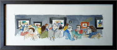 Painting titled "Vernissage" by Denis Moulin, Original Artwork, Watercolor