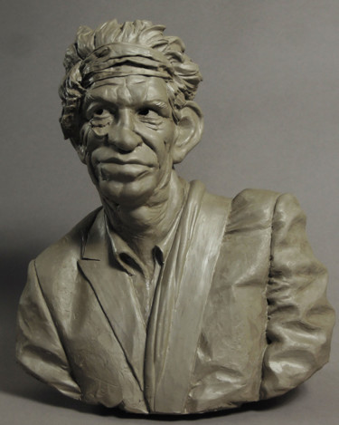 Sculpture titled "Keith Richards" by Denis Rodier, Original Artwork, Metals