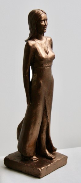 Sculpture titled "face au vent" by Denis Thebaudeau, Original Artwork, Terra cotta
