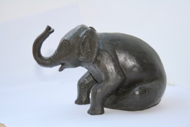 Sculpture intitulée "Petit éléphant" par Denis Thebaudeau, Œuvre d'art originale, Terre cuite
