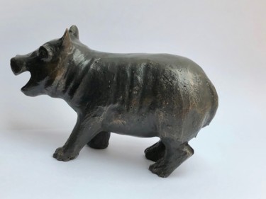 Sculpture titled "bébé Hippopotame" by Denis Thebaudeau, Original Artwork, Metals