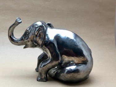 Escultura intitulada "Jeune Eléphant" por Denis Thebaudeau, Obras de arte originais, Metais